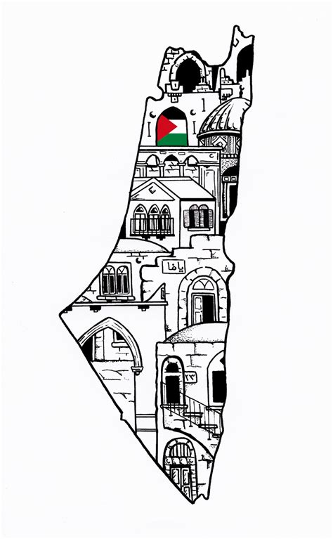 Palestine Illustration Print A4 Palestinian Map, Jerusalem - Etsy