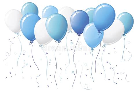 Blue Balloons With Confetti Stock Vector - Illustration: 16360550