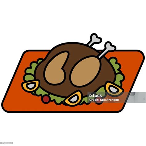 Cute Roast Turkey Cartoon Illustration Clipart Style Stock Illustration ...