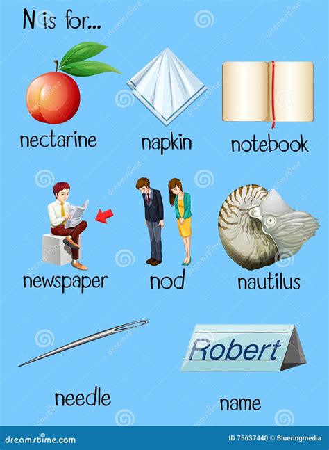 Many Words Begin With Letter N Vector Illustration | CartoonDealer.com #75637440