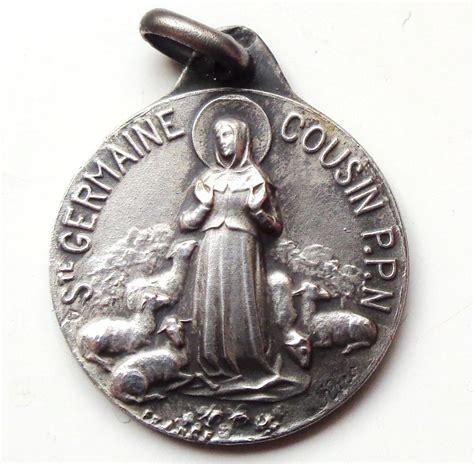 Vintage silver religious charm medal pendant from Saint Germaine Cousin ...