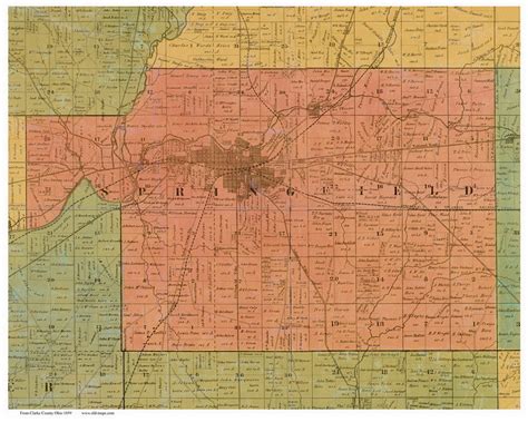 Springfield, Ohio 1859 Old Town Map Custom Print - Clarke Co. - OLD MAPS