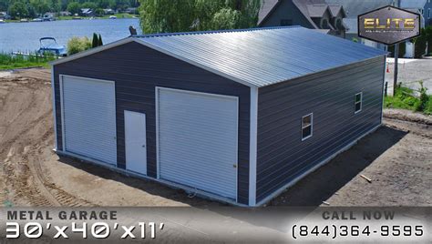 30’Wx40’Lx11’H Metal Garage Building | Elite Metal Structures