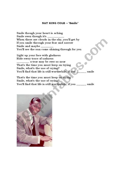 Nat King Cole: Smile - ESL worksheet by manelf5