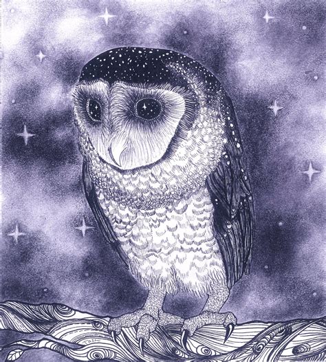 Owl Pen and Ink and Charcoal Drawing - Etsy