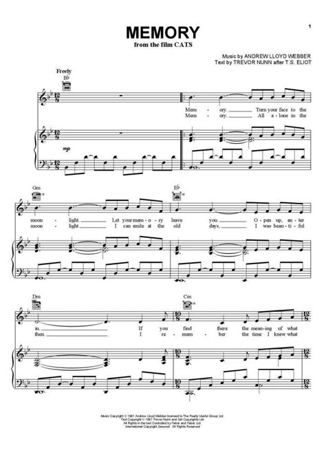 Memory Piano Sheet Music | OnlinePianist