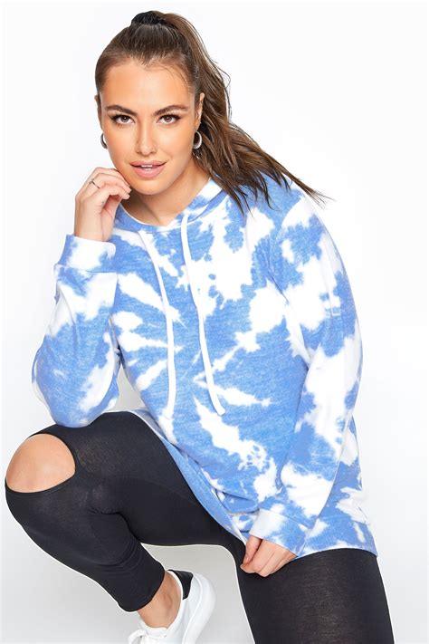 Blue Soft Touch Tie Dye Hoodie | Yours Clothing