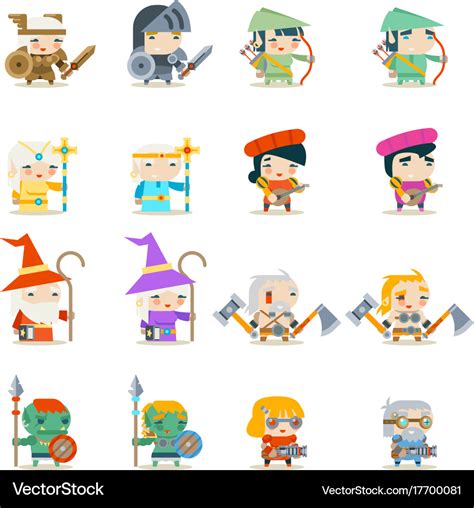 Male female fantasy rpg game character Royalty Free Vector