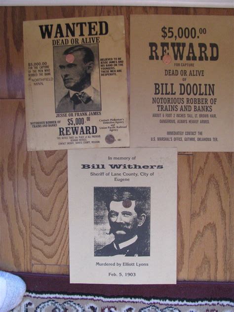 WILD WEST WANTED POSTERS GUNFIGHTERS OUTLAWS COWBOY Jesse James Doolin ...