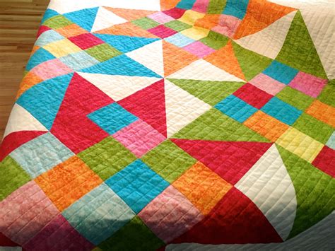 Modern Bright Quilted Lap Throw Bed Quilt Interlocked Star - Etsy