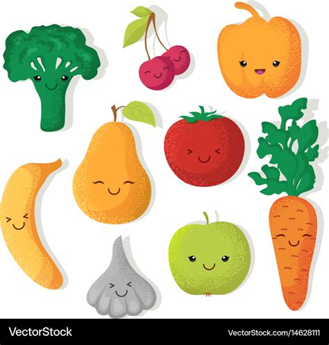 Cartoon funny fruits and vegetables Royalty Free Vector