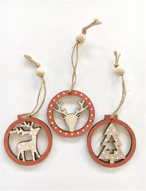 Country Christmas Tree Ornaments Rustic Holiday Ornament Set - Etsy