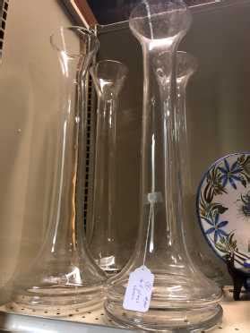 Four Tall Designer Glass Vases
