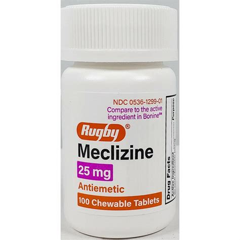 Meclizine 25 mg (Antiemetic), 100 Chewable Tablets by Rugby – Hargraves Online Healthcare