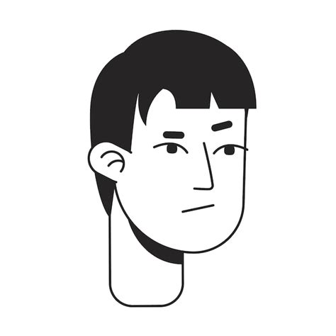 Premium Vector | Disappointed male monochrome flat linear character head