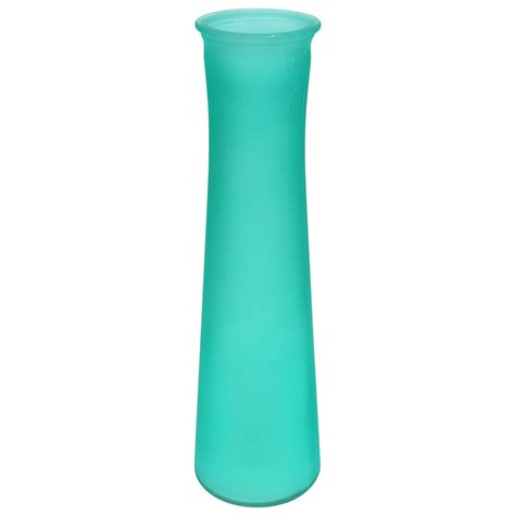 Teal Frosted Glass Bud Vases, 9.125 in.