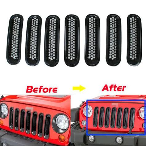 For Jeep Wrangler JK Accessories Black Front Grill Mesh Grille Insert For Jeep Wrangler Rubicon ...