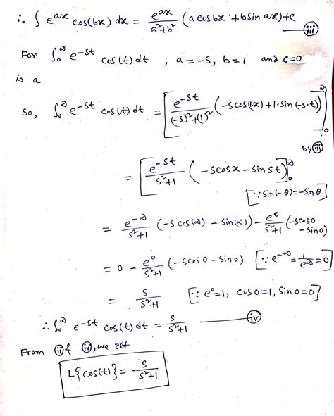 [Solved] Find the Laplace transform of cos( t ) using the definition of ...