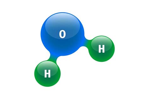 Chemistry model of molecule water H2O scientific elements. Integrated particles hydrogen and ...