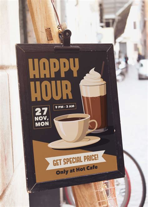 Free Happy Hour Cafe Poster Mockup | Cafe posters, Poster mockup ...