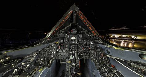 A high definition panorama shot of the SR 71 Blackbird cockpit [2880 × 1522] : cockpits