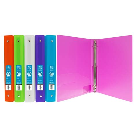 BAZIC 3 Ring Binder 1" Poly Binders Organizer - Matte Bright Color Soft Cover, Round Ring, Hold ...