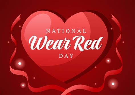 National Wear Red Day on February 7th Template Hand Drawn Cartoon Flat Illustration to inform ...