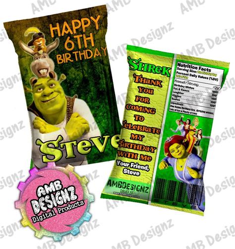 Shrek Chip Bag Party Favor - Shrek Party Supplies | Shrek party supplies, Party favors, Shrek