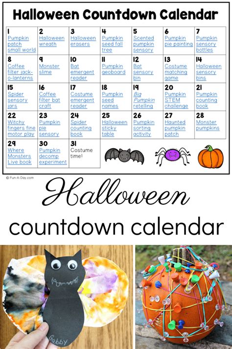 Free Printable Halloween Countdown Calendar with Activities for Kids