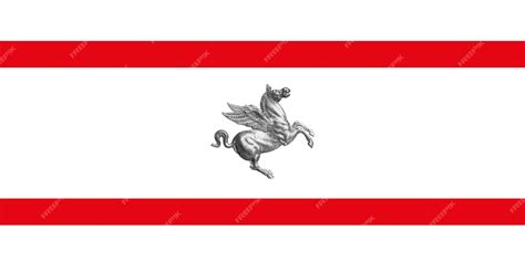 Premium Vector | A red and white flag with a horse on it.