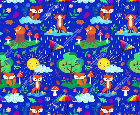 "Fox Habitat Panel 5" | Available for preorder | 22 bases – Colourburst Fabrics