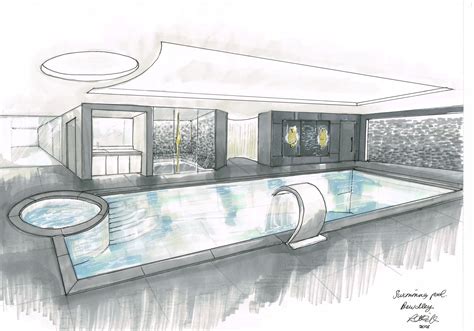 concept drawing for luxury private swimming pool by Lorraine Warwick-Ellis | Interior design art ...