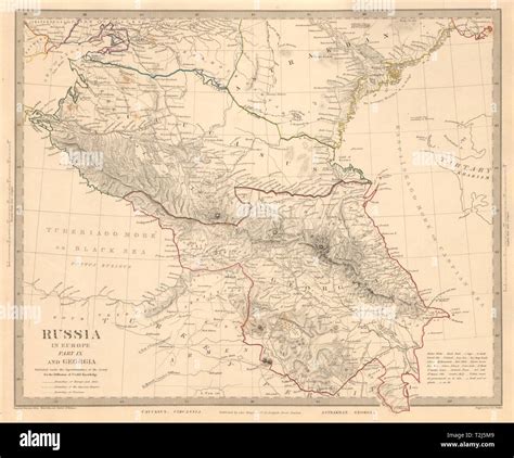 CAUCASUS. Russia Circassia Astrakhan Georgia Azerbaijan. SDUK 1845 old map Stock Photo - Alamy