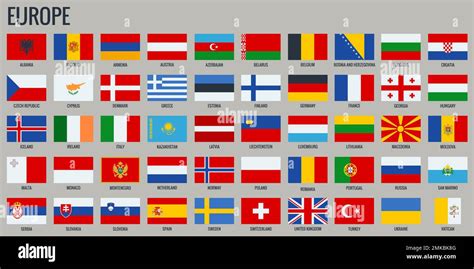 Europe Flags. All official national flags of the Europe Stock Vector ...