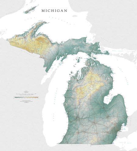 Michigan Topographic Map With Counties