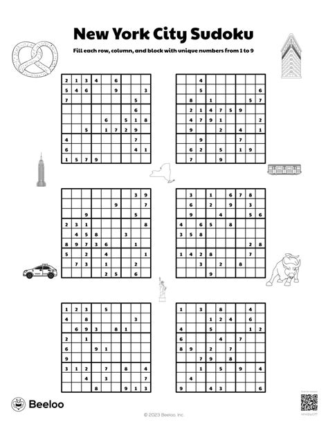 New York City Sudoku • Beeloo Printable Crafts and Activities for Kids