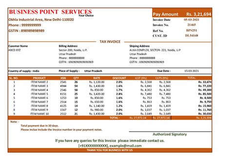 Automatic Tax Calculation GST Invoice Format in Excel (Download .xlsx file)