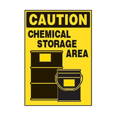 Chemical Safety Labels - Caution Chemical Storage Area | Emedco