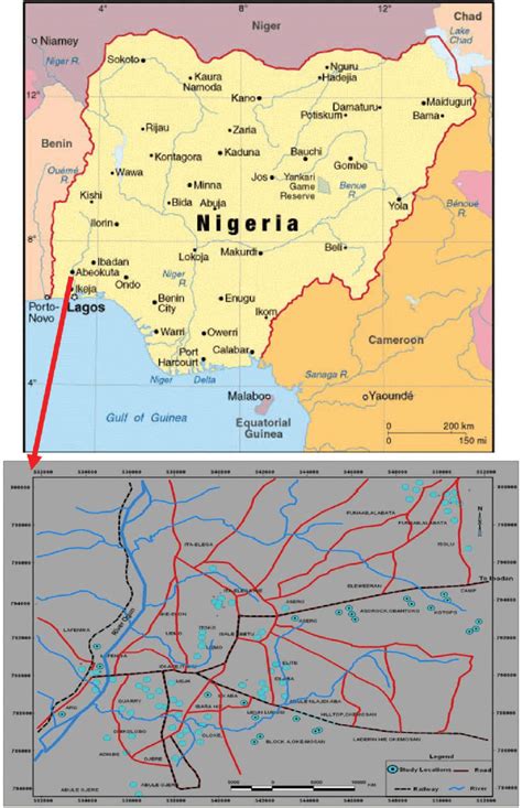 Political map of Nigeria showing Abeokuta and the study locations ...