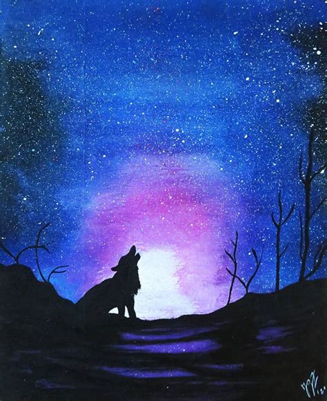 Wolf Night Painting by Gabriel Iglesias | Saatchi Art