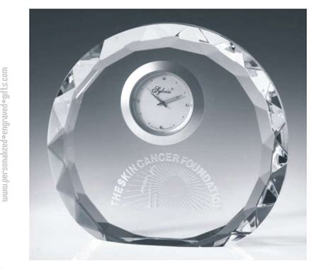 Faceted Round Crystal Clocks Engraved with Your Message