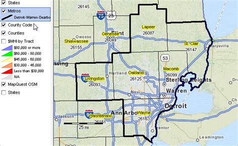 Map Of Detroit And Suburbs - Maping Resources