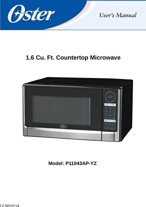 Galanz 11043001 Microwave Oven User Manual OGYZ1602B