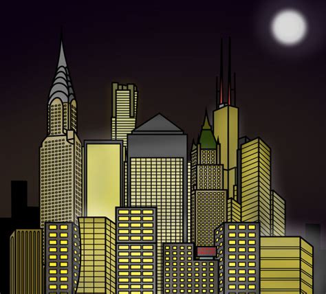 Cartoon City Skyline - Night by E350tb on DeviantArt