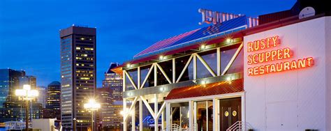 Exterior view from Promenade. For decades the Rusty Scupper has been an Inner Harbor landmark ...