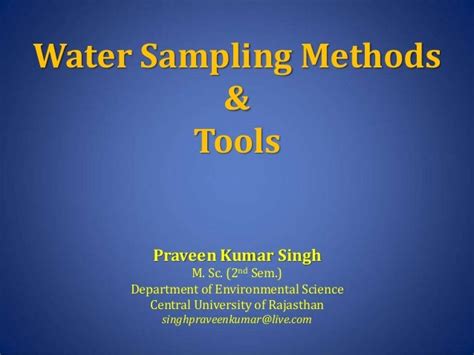 Water sampling methods and tools