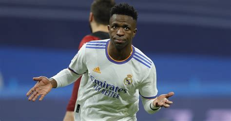 Vinicius Jr of Real Madrid celebrates after scoring v Valencia. Santiago Bernabeu Stadium on ...