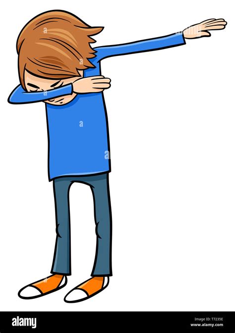 boy doing dab cartoon illustration Stock Photo - Alamy