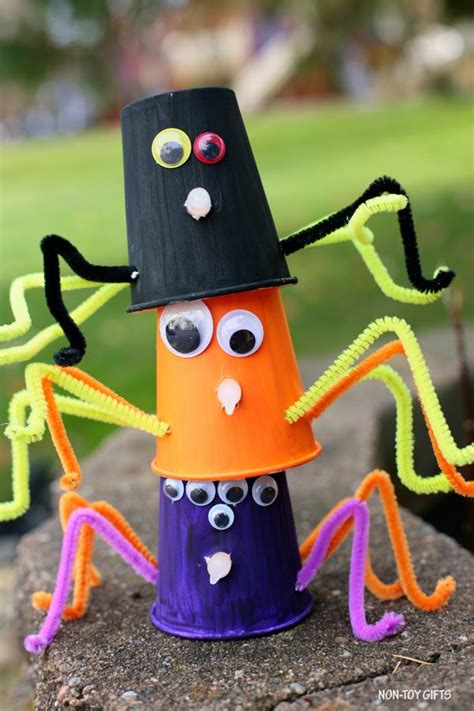 Paper Cup Spiders With Glowing Noses - Halloween Craft | Inexpensive halloween decorations ...