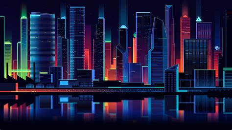 #digital digital art #artwork Retro style #neon neon lights #lights #city city lights #water # ...